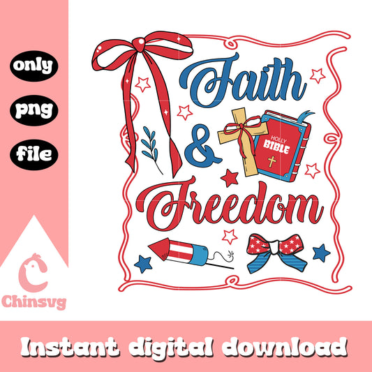 Faith and freedom america design png, 4th of july american png