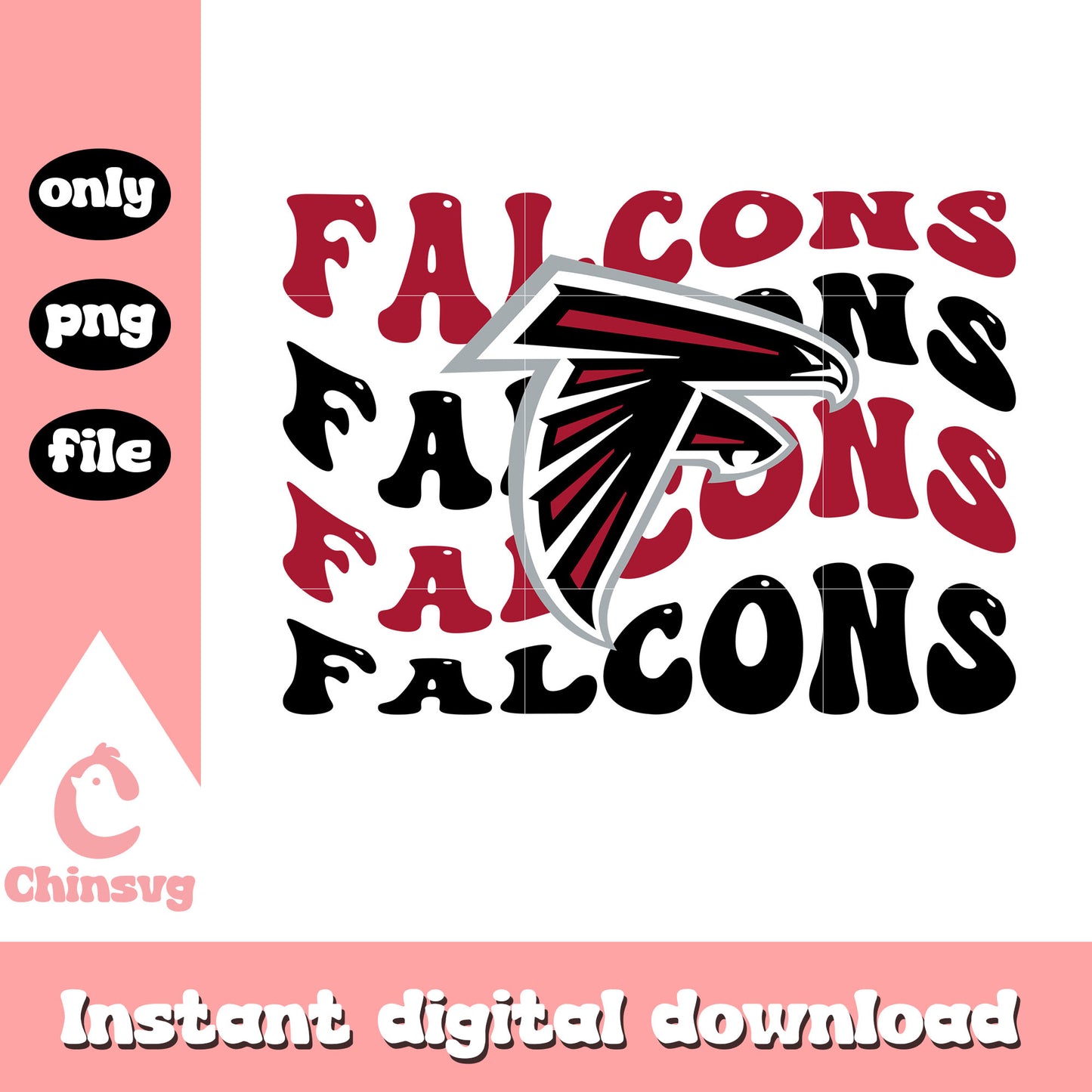 Falcons wave font design png, Atlanta Falcons team png
