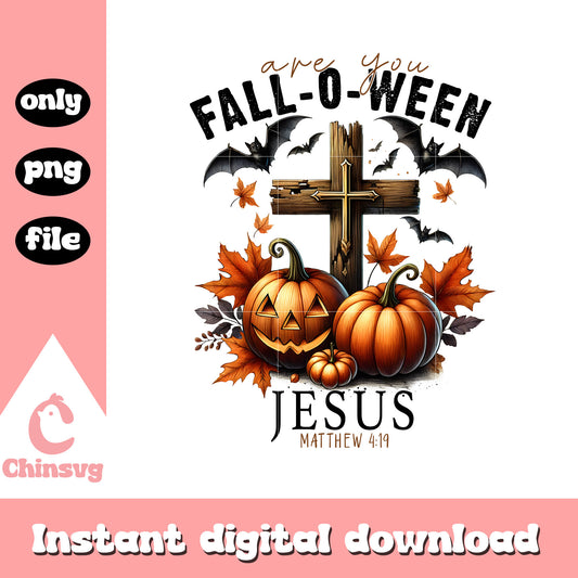Fall-o-ween jesus halloween pumpkin png, happy halloween png