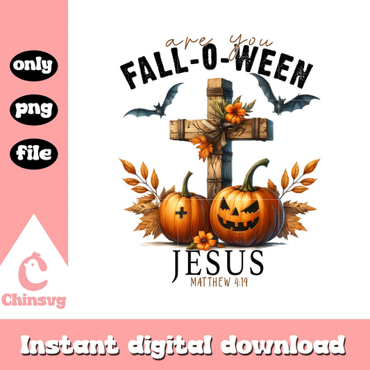 Fall-o-ween jesus pumpkin design png, halloween holiday png