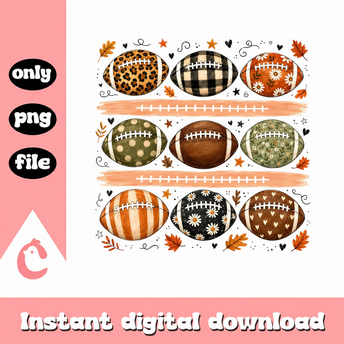 Fall Football PNG, Boho Football Bundle, Football Season PNG