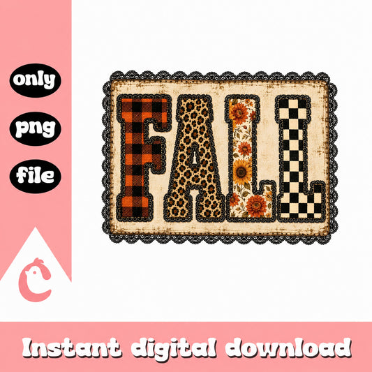 Fall Leopard Plaid Sunflower Sublimation PNG, Fall PNG, Autumn PNG