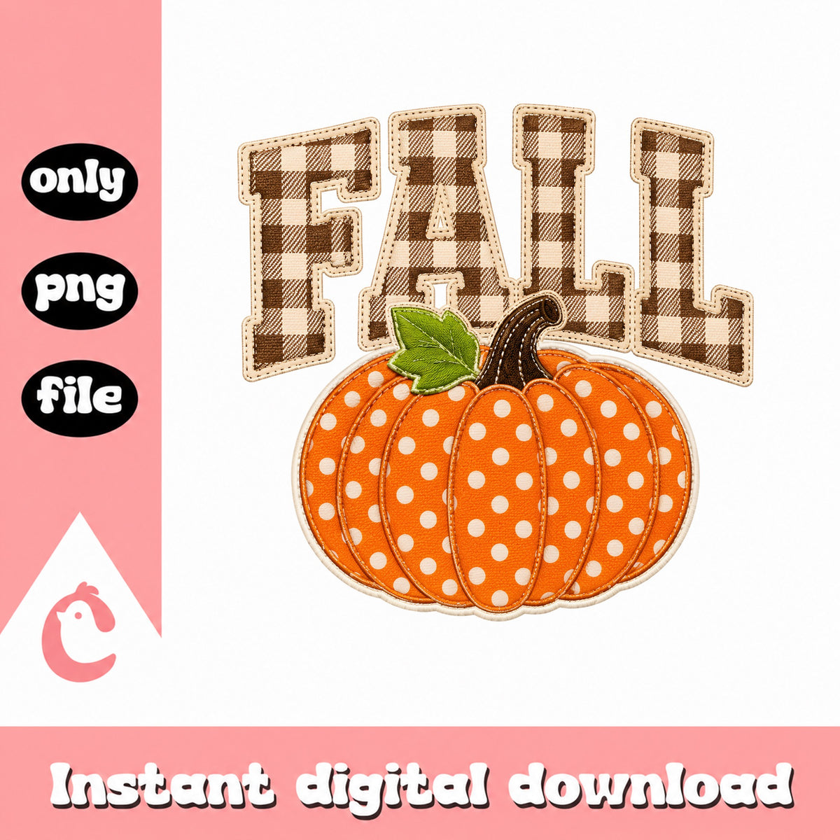 Fall Pumpkin Applique PNG, Buffalo Plaid Fall PNG, Autumn PNG