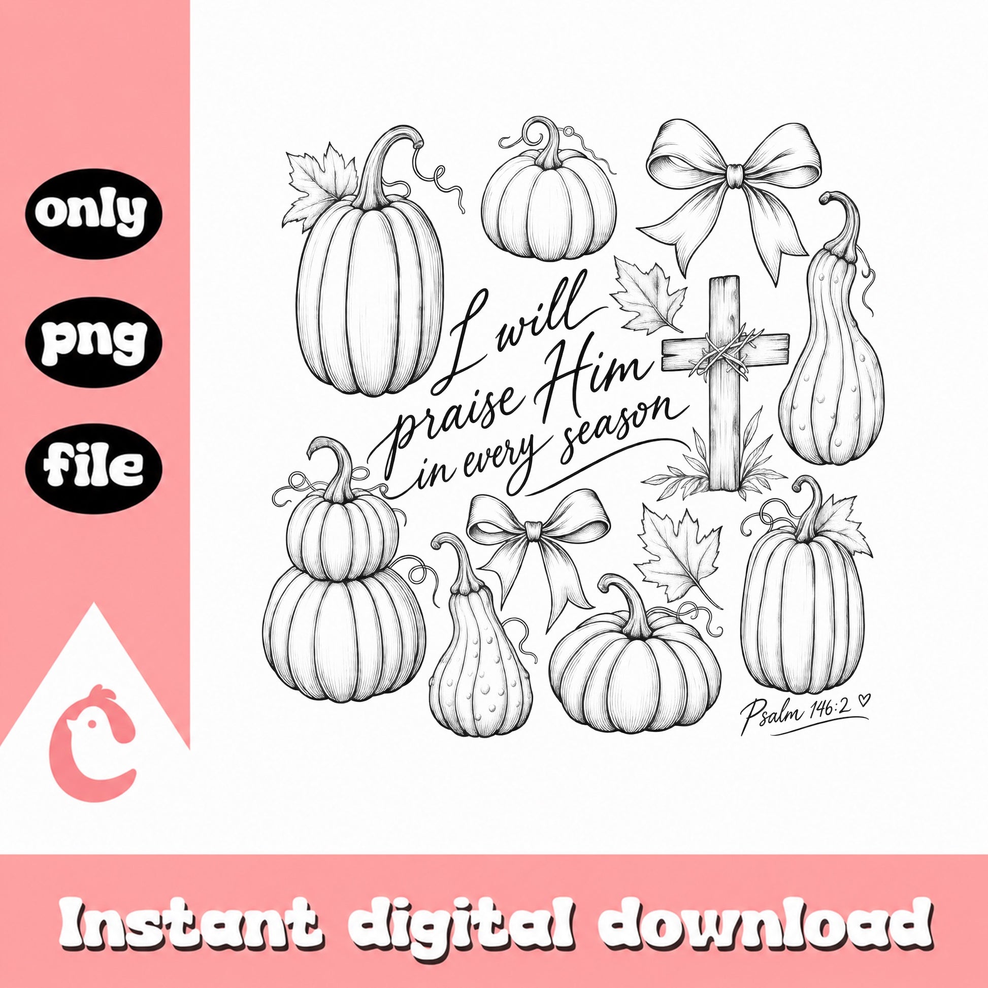 Fall Pumpkin Bundle PNG, Christian Thanksgiving Clipart, Autumn PNG
