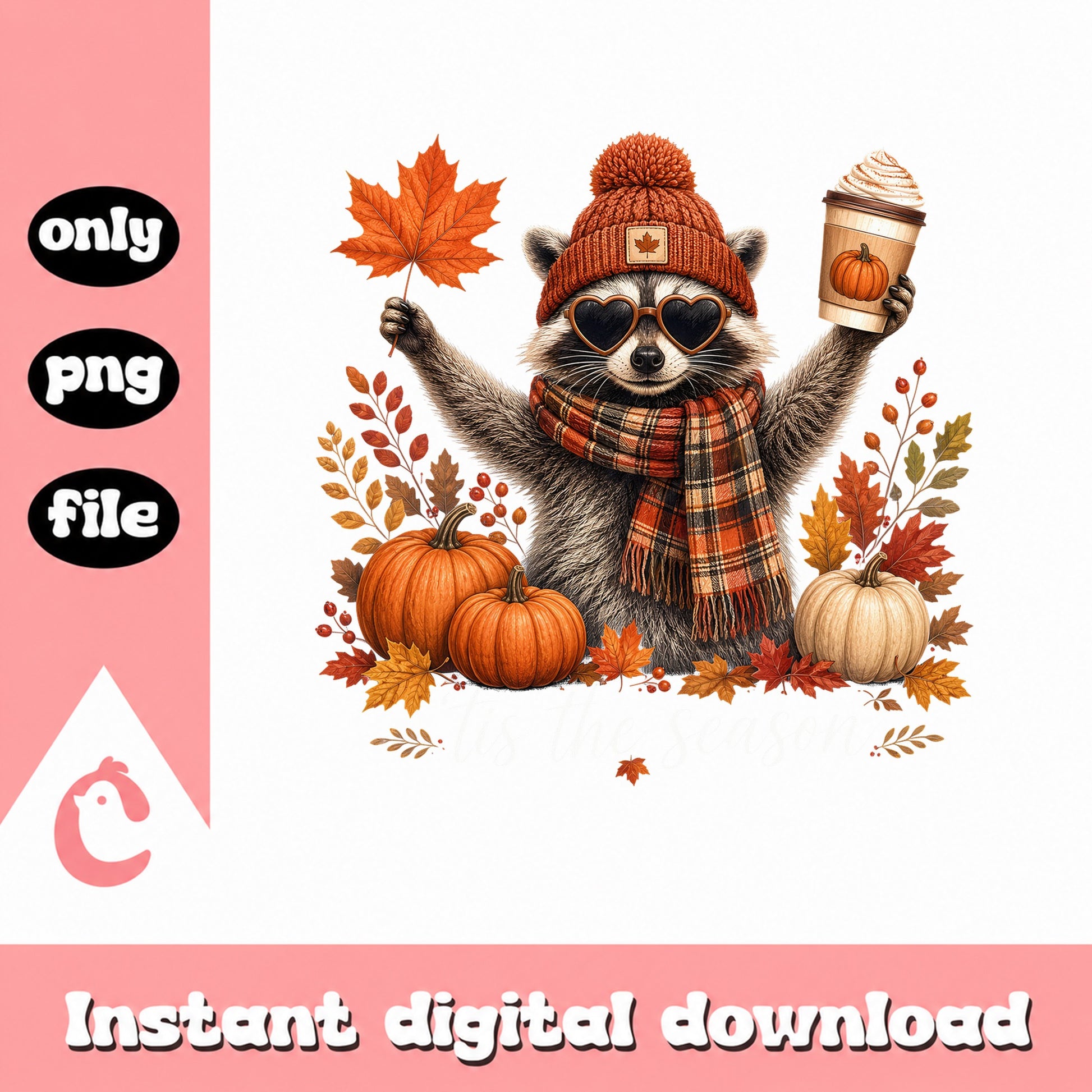 Fall Raccoon With Pumpkin PNG, Autumn Raccoon PNG, Fall PNG