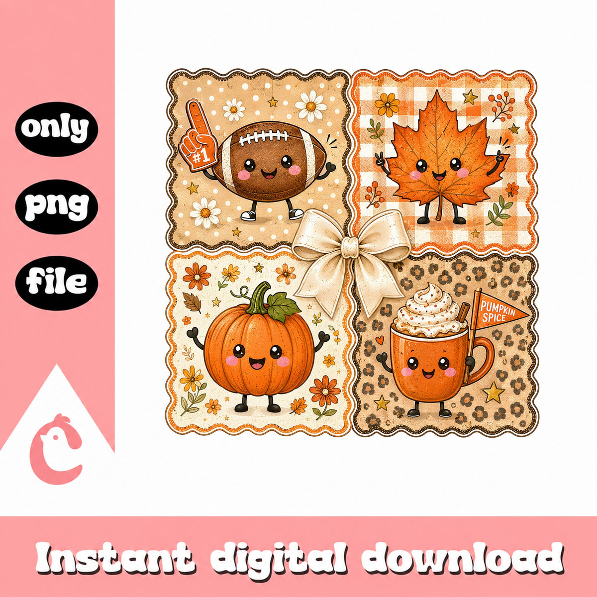Fall Vibes Pumpkin Spice PNG Bundle, Autumn Football PNG, Fall PNG