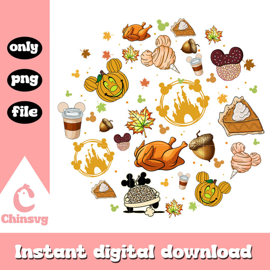 Fall vibes disney food design png, disney mickey cartoon png