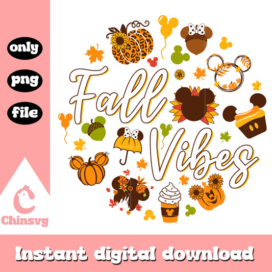 Fall vibes mickey disney pumpkin design png, fall autumn png