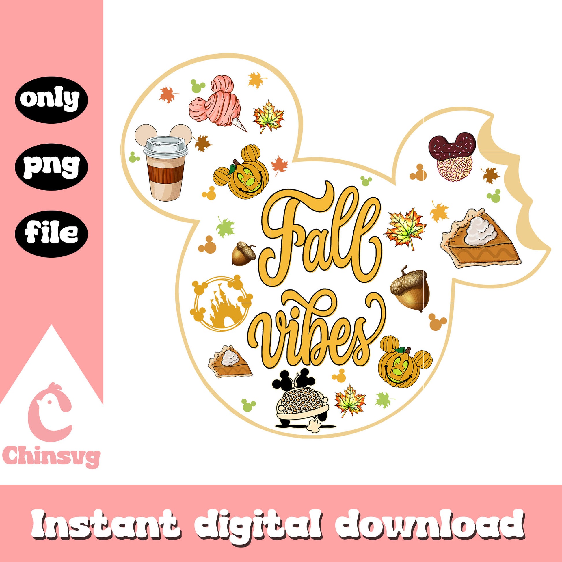 Fall vibes mickey ear design png, disney mickey character png