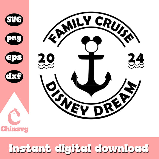 Family cruise disney dream 2024 svg, mickey mouse head svg
