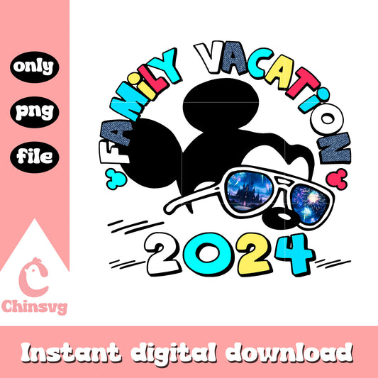 Family fashion vacation 2024 png, family vacation png, mickey png
