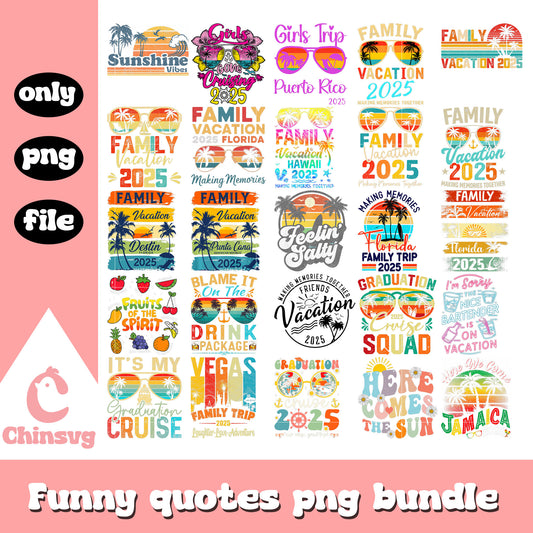 Family vacation 2025 bundle png, family trip png, vacation png