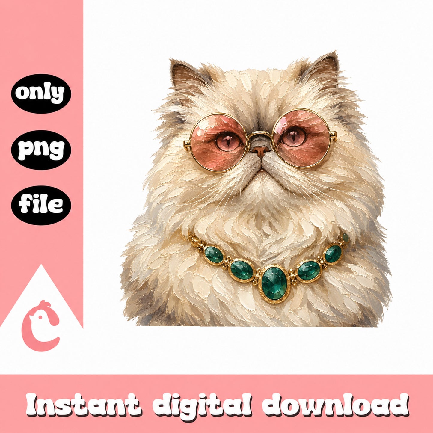 Fancy Persian Cat PNG, Cute Cat With Glasses Clipart, Cat PNG