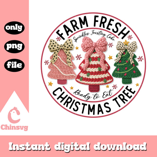 Farm fresh christmas tree crochet png, pink christmas tree png