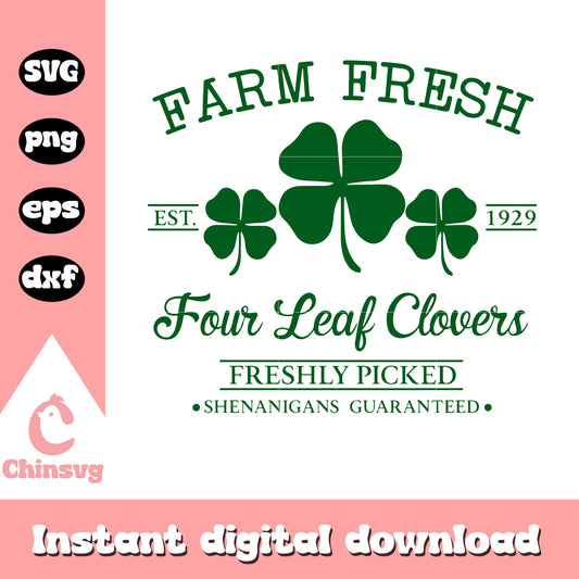 Farm fresh four leafs clovers svg, farm fresh svg, clover svg