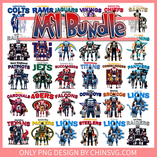 Father nfl teams design bundle png, list of 32 nfl teams png