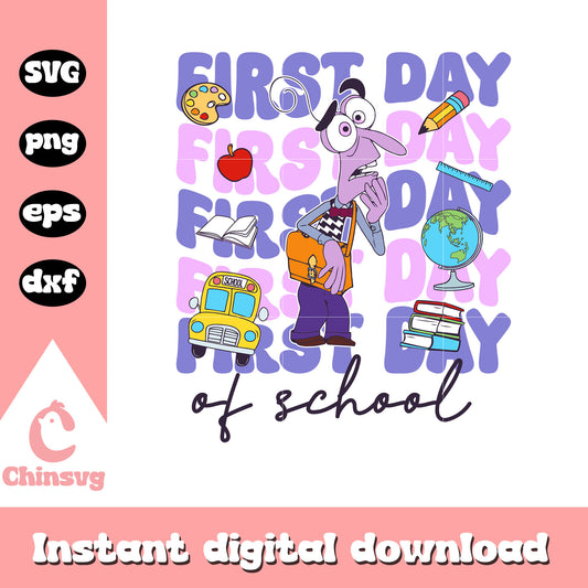 Fear character first day of school svg, inside out fear svg