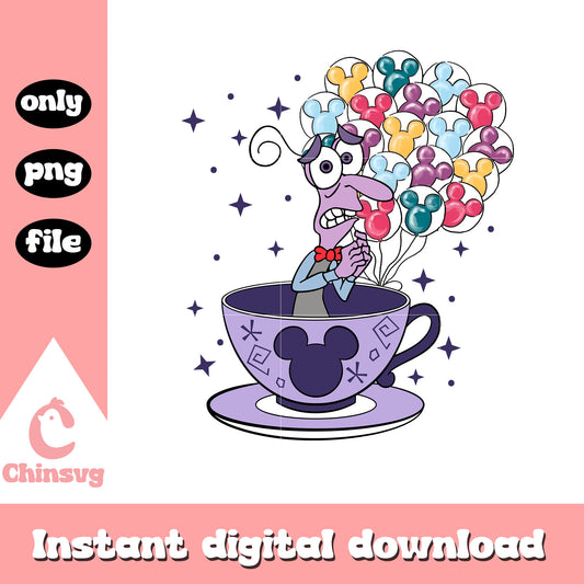 Fear character tea cup balloon png, emotions characters png