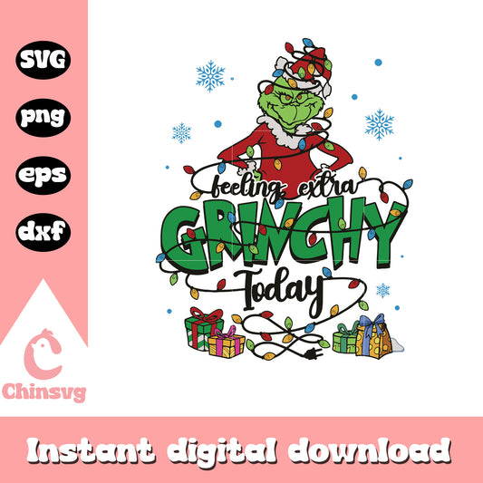 Feeling extra grinchy today light svg, grinch quote​ svg