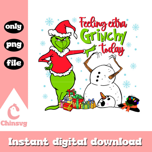 Feeling extra grinchy today christmas png, extra grinchy png