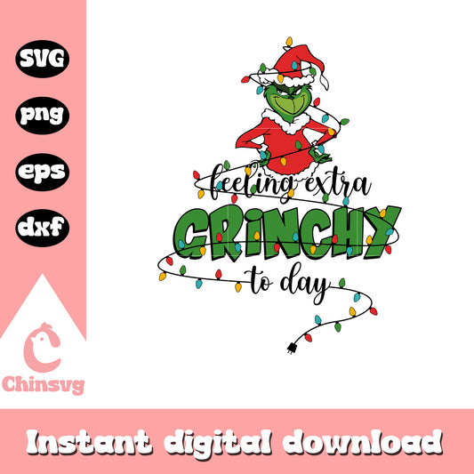 Feeling extra grinchy to day christmas tree svg, the grinch svg