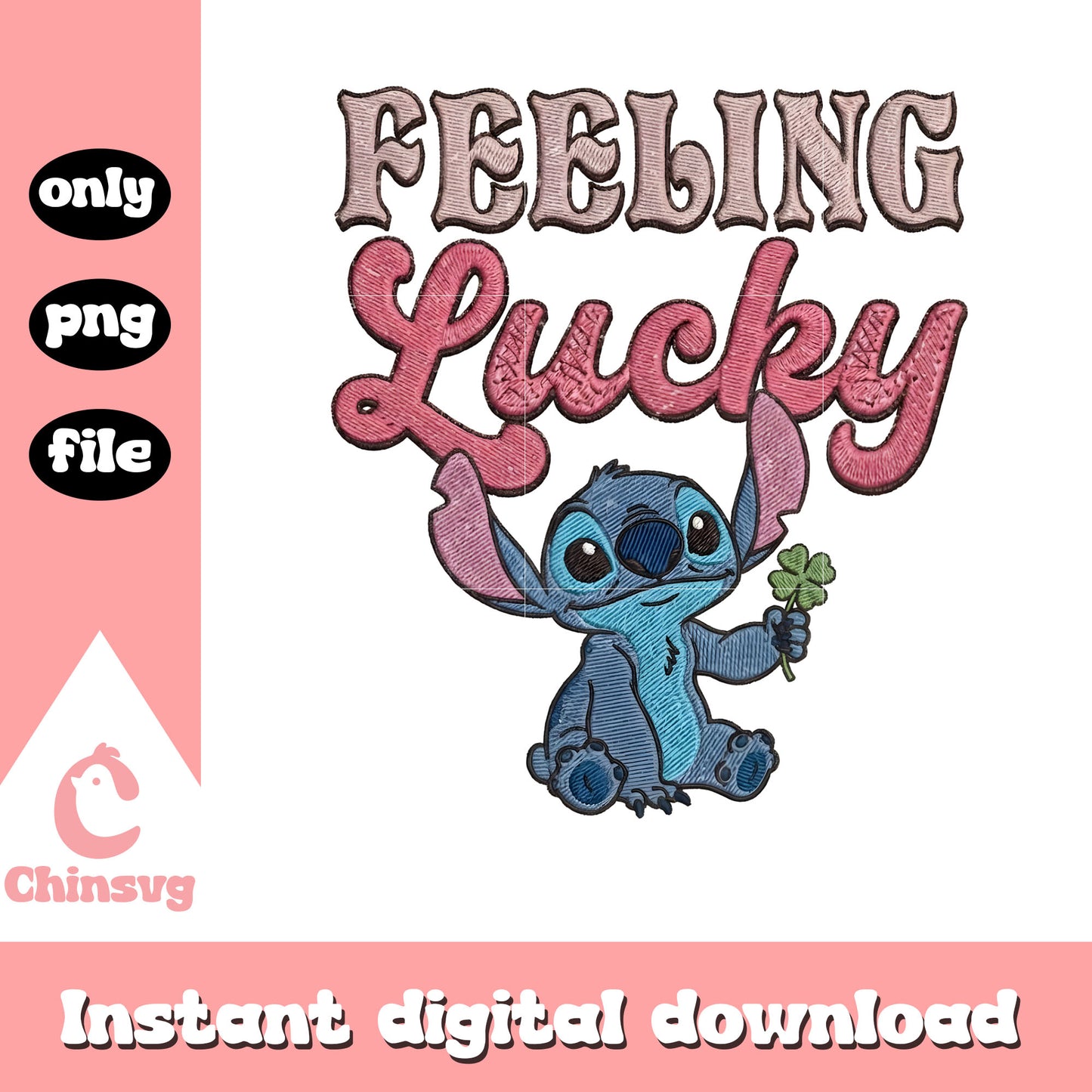 Feeling lucky stitch valentine png, stitch valentines day​​ png