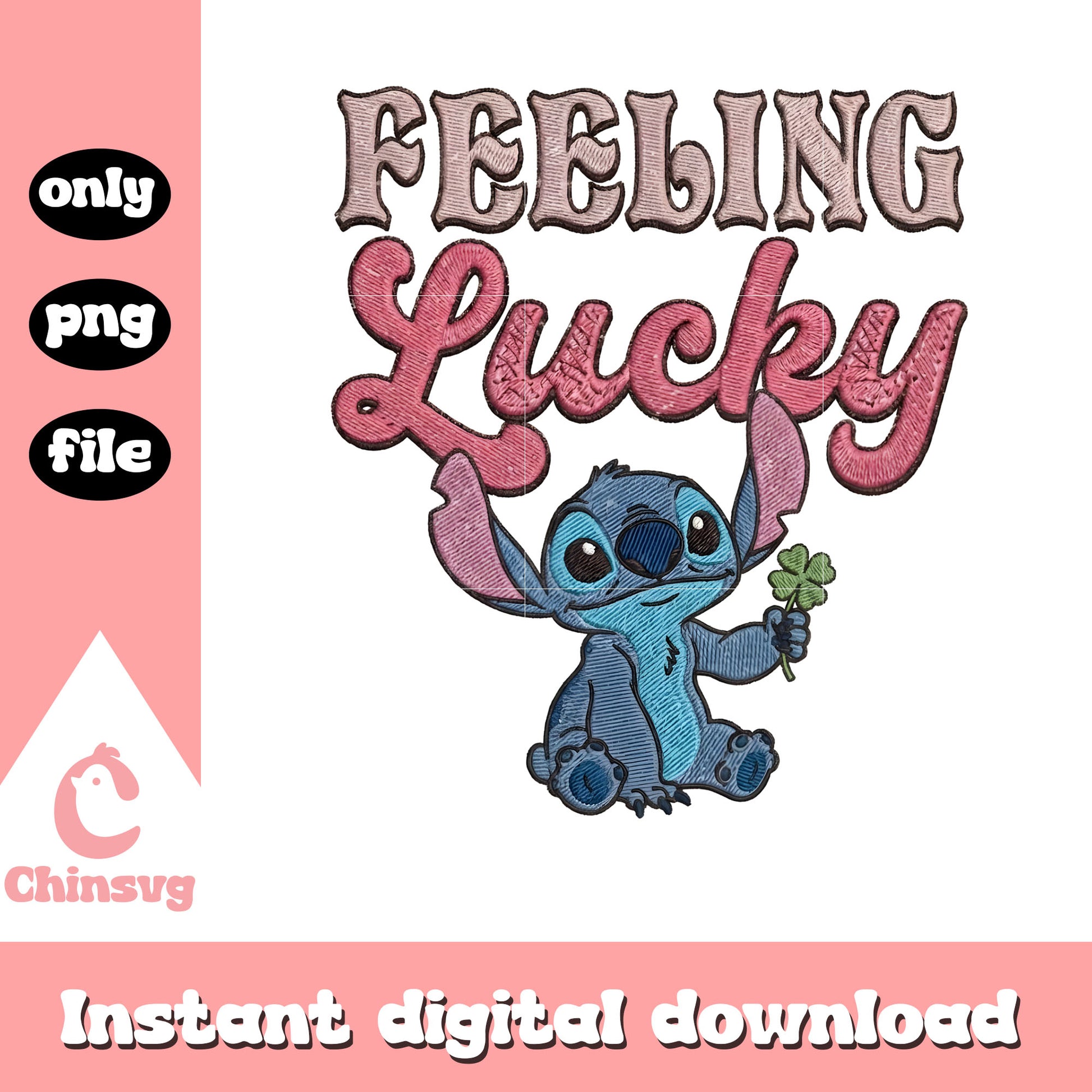 Feeling lucky stitch valentine png, stitch valentines day​​ png