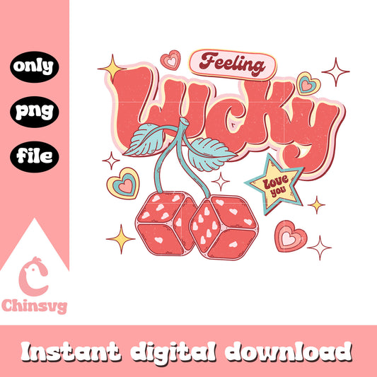 Feeling luvky love you valentine png, love you png, valentine png