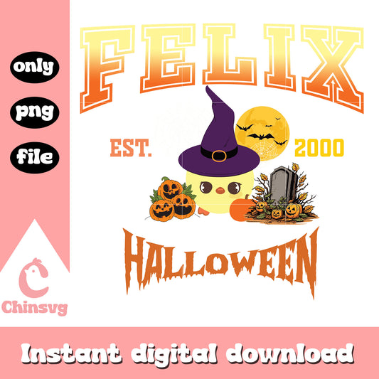 Felix character horror halloween png, cute halloween costume png