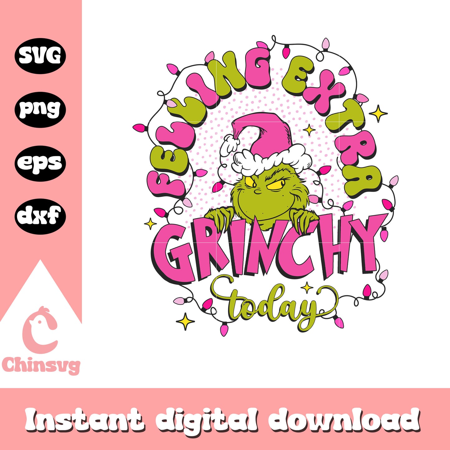 Felling extra grinchy today design svg, grinch smile svg