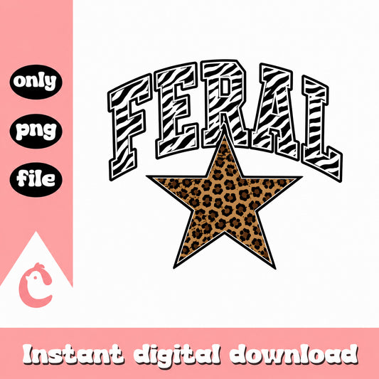 Feral Leopard Star PNG, Zebra Print Wild Girl PNG, Trendy PNG