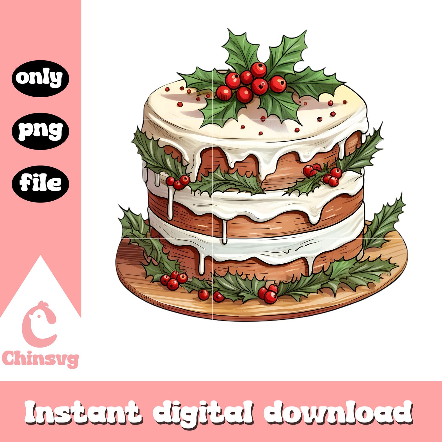 Festive holidays cake christmas png, christmas cake​ png