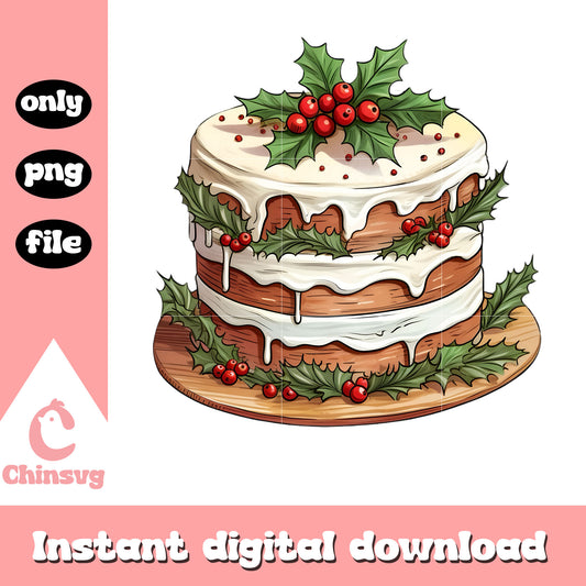 Festive holidays cake christmas png, christmas cake​ png