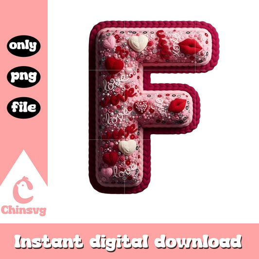 F hearts alphabet valentine png, heart valentine's day​ png