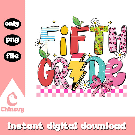 Fifth grade coquette design png, clipart back to school png