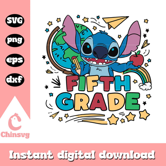 Fifth grade stitch back to school design svg, stitch disney svg
