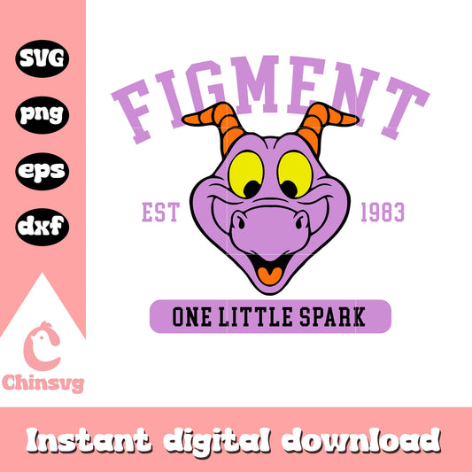 Figment est 1983 one little spark svg, figment svg, disney svg