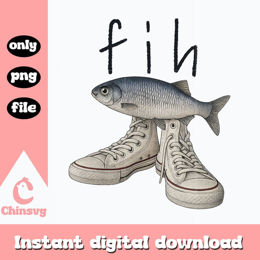 Fih shoes meme design png, funny misspelled png, fish funny png