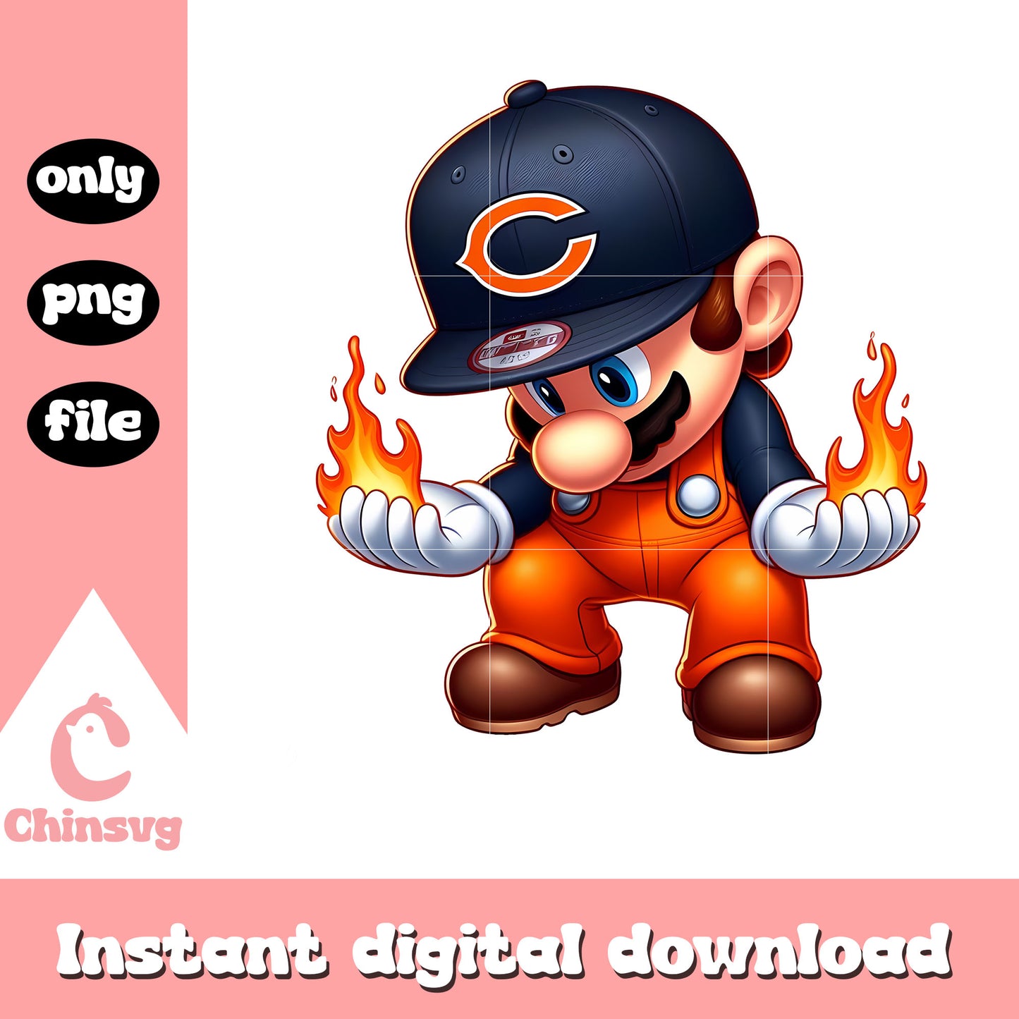 Fire mario chicago bears png, chicago bears sports​ png 
