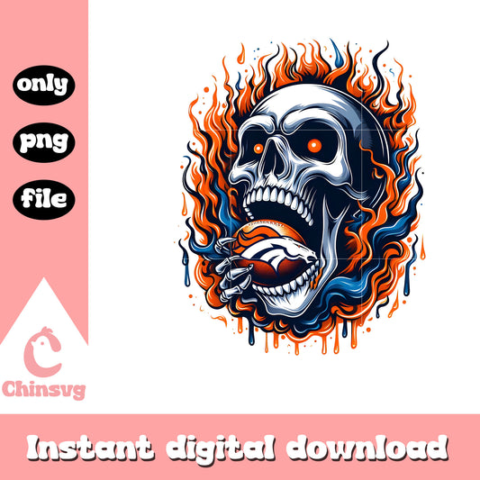 Fire skullcap broncos design png, denver broncos football​ png