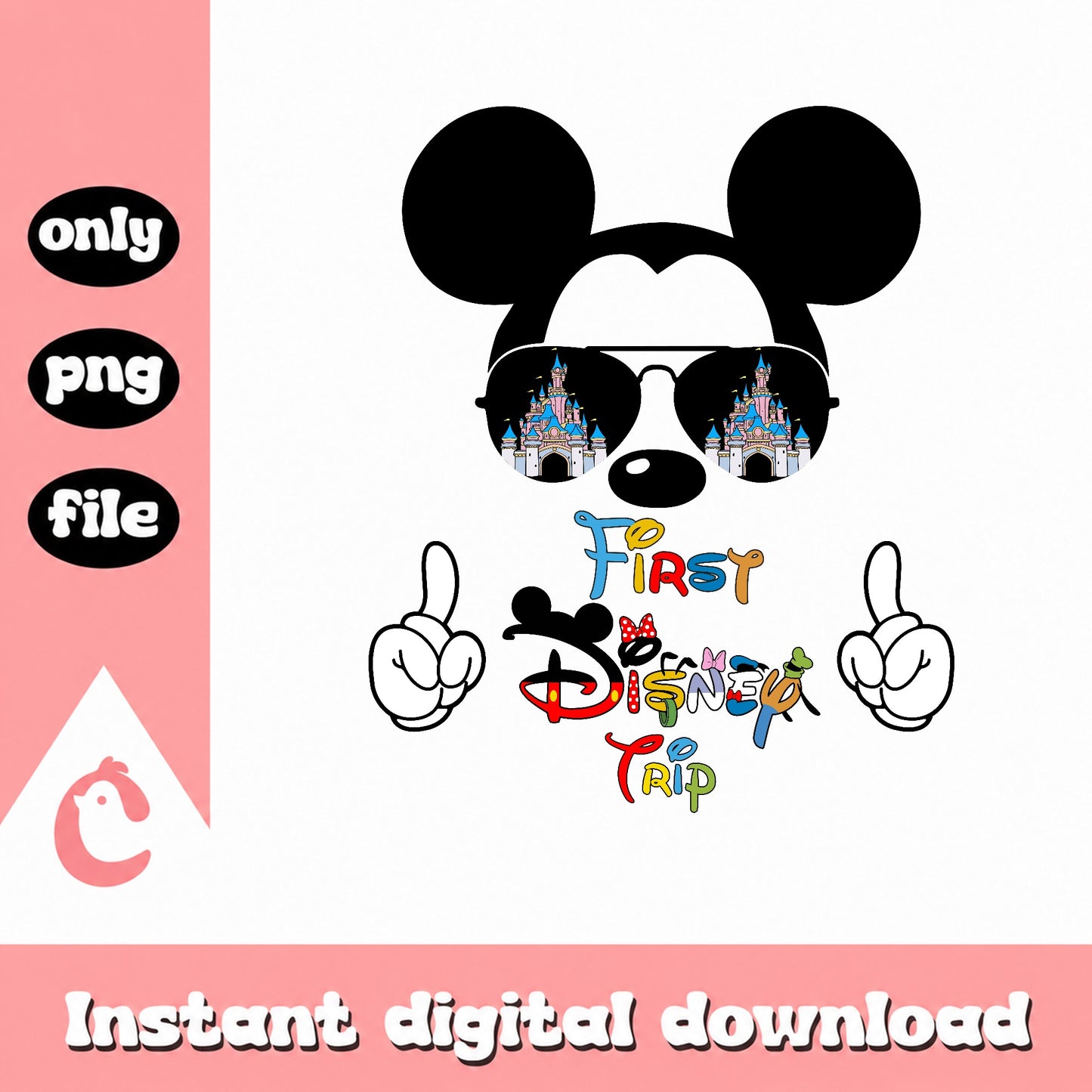 First Disney Trip PNG, Mickey Mouse Castle Sunglasses, Disney PNG