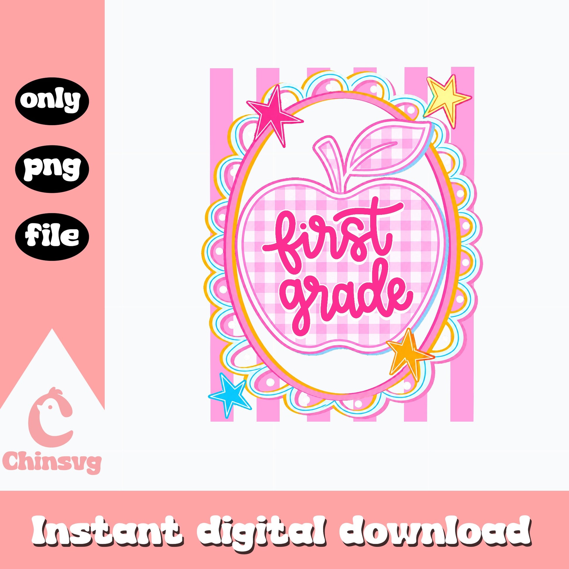 First Grade Apple PNG, Back To School PNG, Teacher PNG