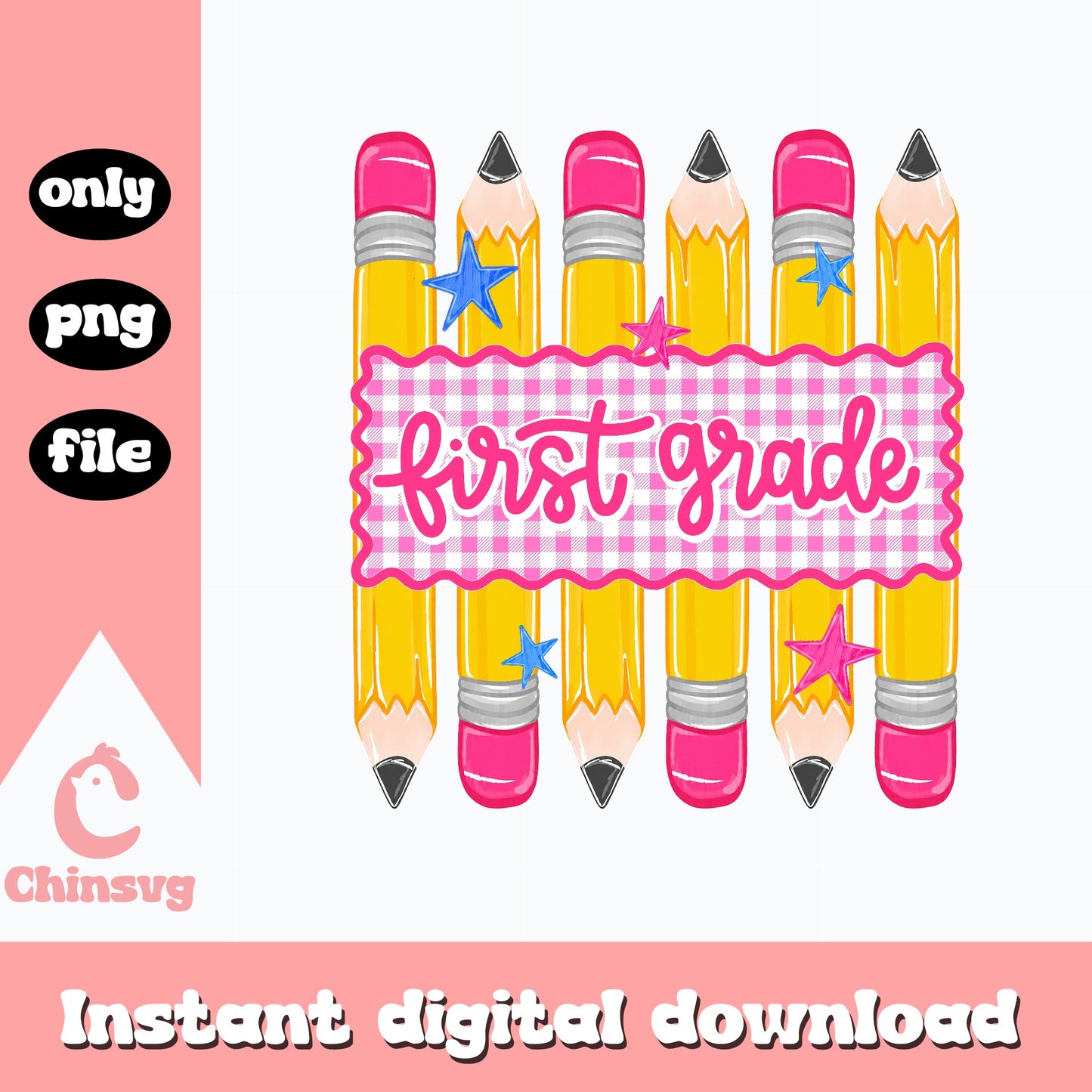 First Grade Pencil PNG, Back To School PNG, Teacher PNG