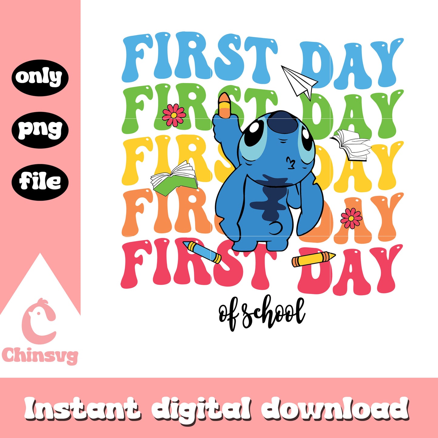 First day of school blue design png, back to scool season png