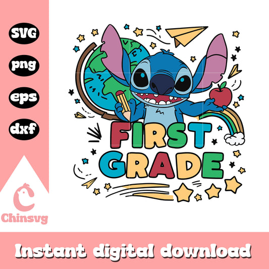 First grade stitch back to school design svg, stitch svg