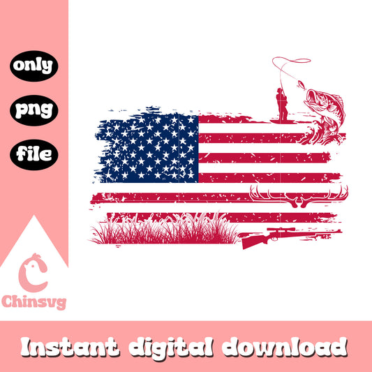 Fishing and hunting flag design png, usa independent day​ png