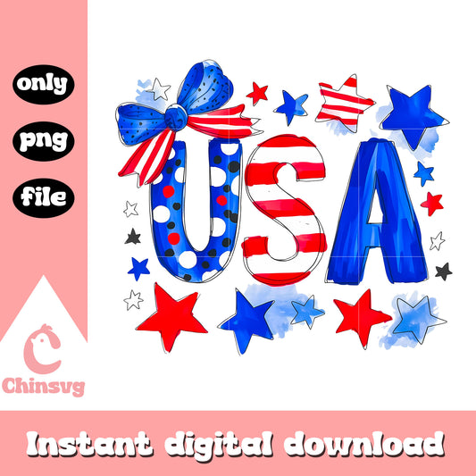 Flag coquette bow america design png, 4th of july png, freedom png