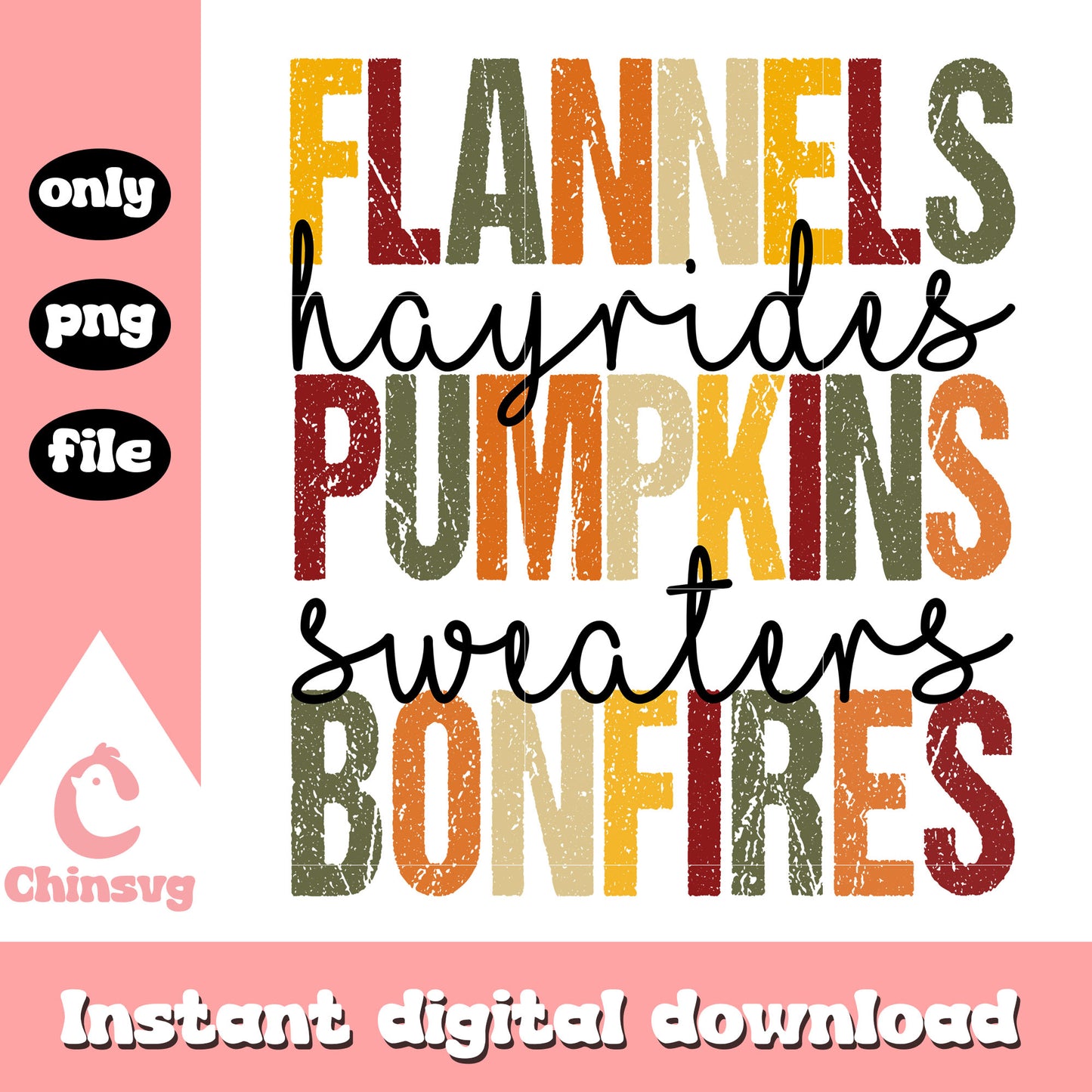 Flannels pumpkins bonfires quote png, fall and autumn quote png