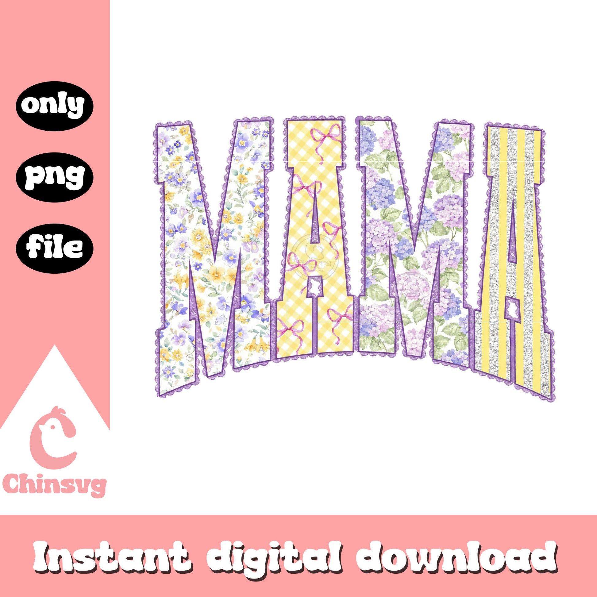 Floral lace mama logo png, mother's day 2026 png, mama png