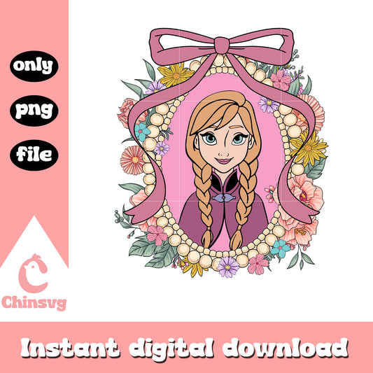 Floral mirror anna design png, disney movie character png, frozen png